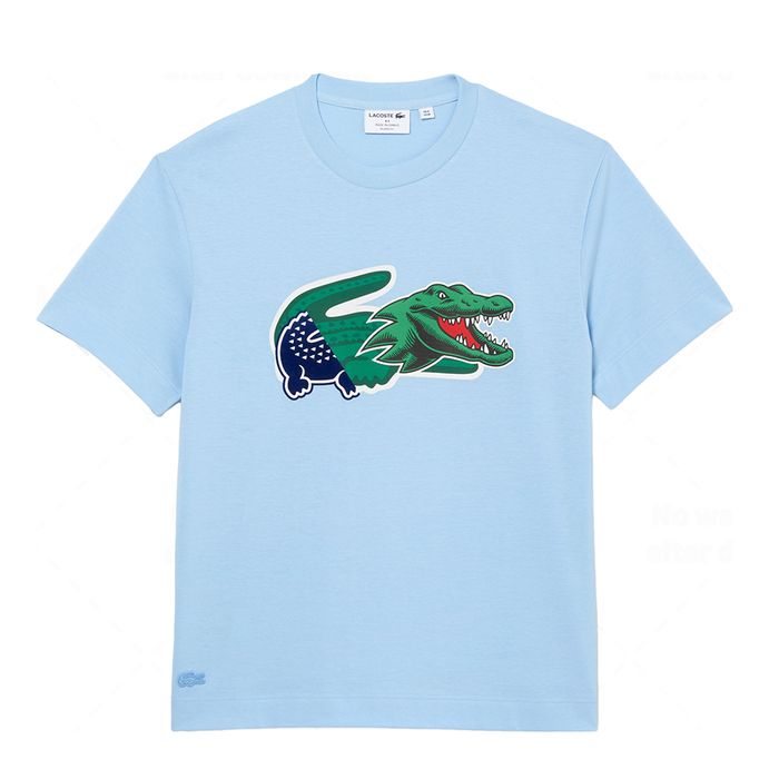 Áo Thun Nam Lacoste Men's Relaxed Fit Oversized Crocodile T-Shirt TH1410 HBP Màu Xanh Blue Size 4