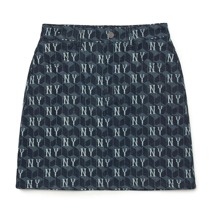 Chân Váy Nữ MLB Denim New York Yankeess 3FDSM0734-50NYD Màu Xanh Đậm