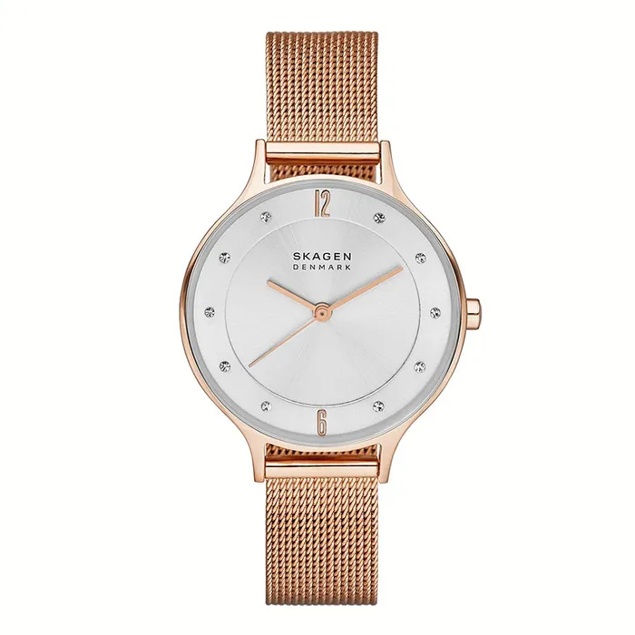 Đồng Hồ Nữ Skagen Anita Lille Rose Gold-Tone Steel Mesh Watch SKW2151 Màu Vàng Hồng