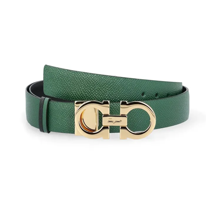 Thắt Lưng Nữ Salvatore Ferragamo Green Black Reversible Belt Hai Mặt Màu Xanh Đen Bản 2.5cm