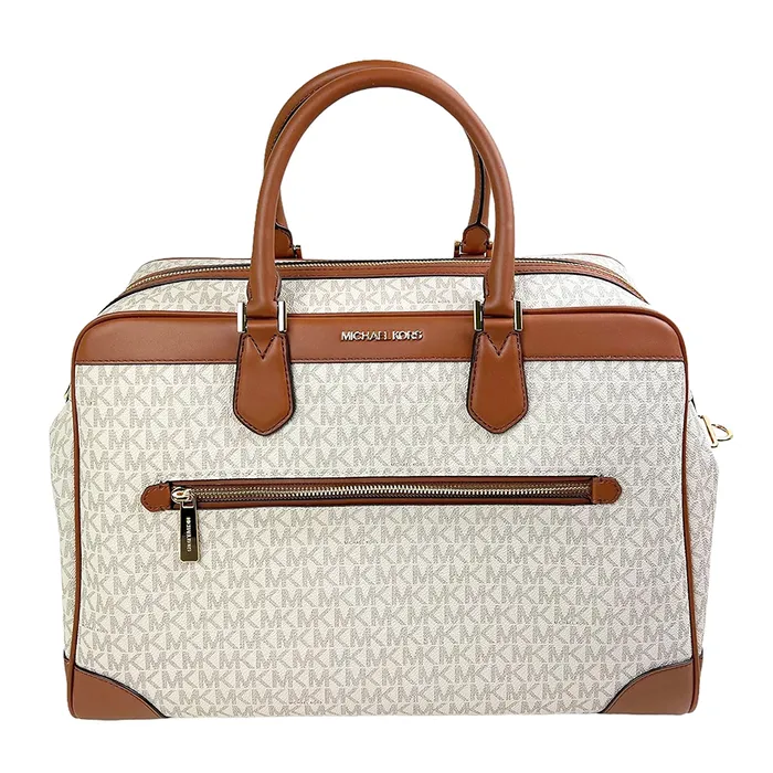 Túi Du Lịch Nữ Michael Kors MK Travel Duffle/Weekender Màu Trắng/Nâu 