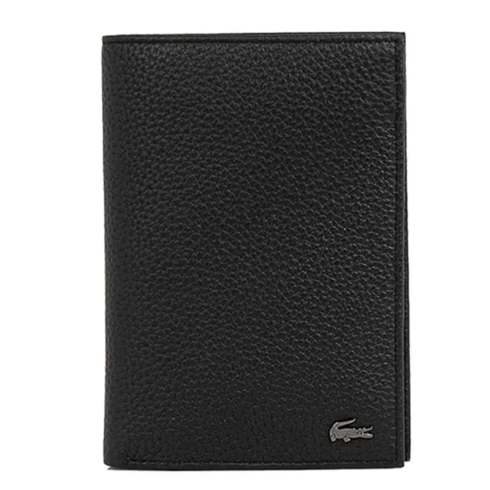 Ví Nam Lacoste Men's Crocodile Grained Leather Foldable Wallet NH3710 - 000 Màu Đen