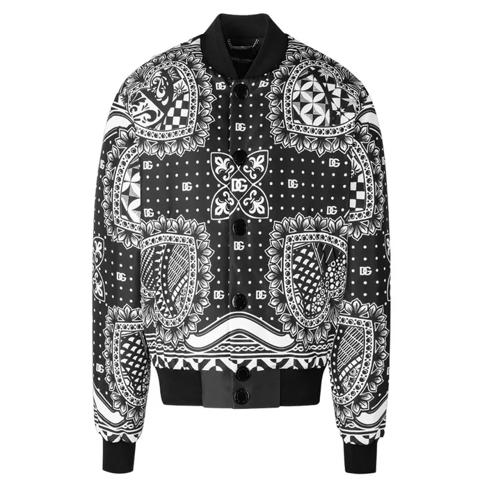 Áo Khoác Nam Dolce & Gabbana D&G Bomber Black Bandana Printed G9YE7T FUM6X S9000 Màu Đen Trắng