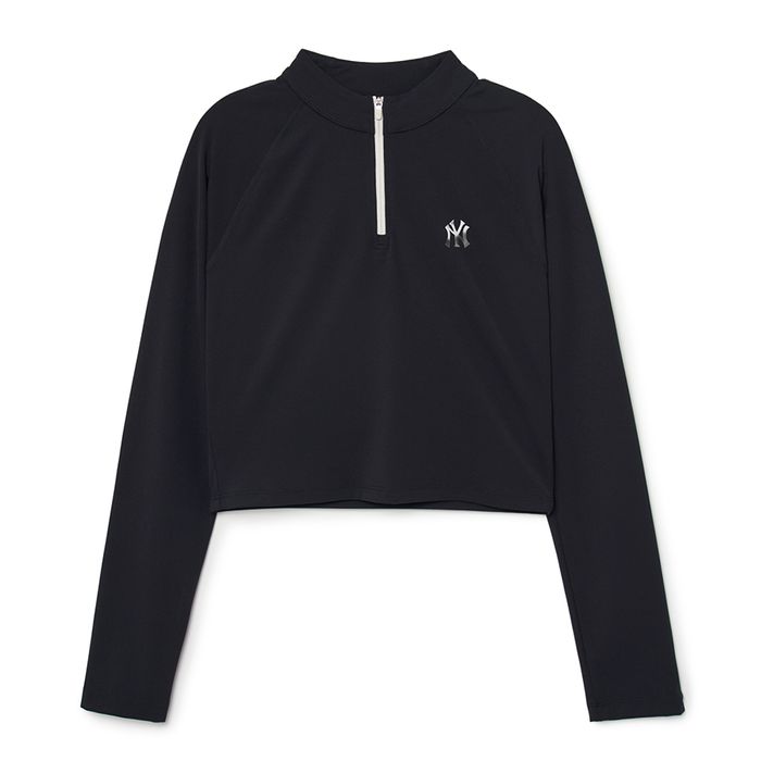 Áo Dài Tay MLB Basic Athleisure Long Sleeve Half Zip New York Yankees 3FTSB2234-50BKS Màu Đen