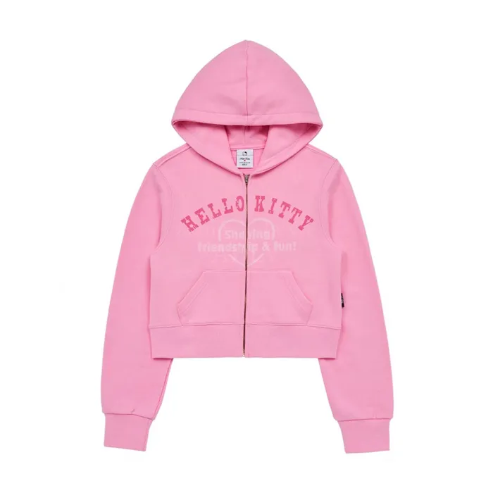 Áo Hoodie Nữ Acmé De La Vie ADLV  Hello Kitty Lettering  Màu Hồng