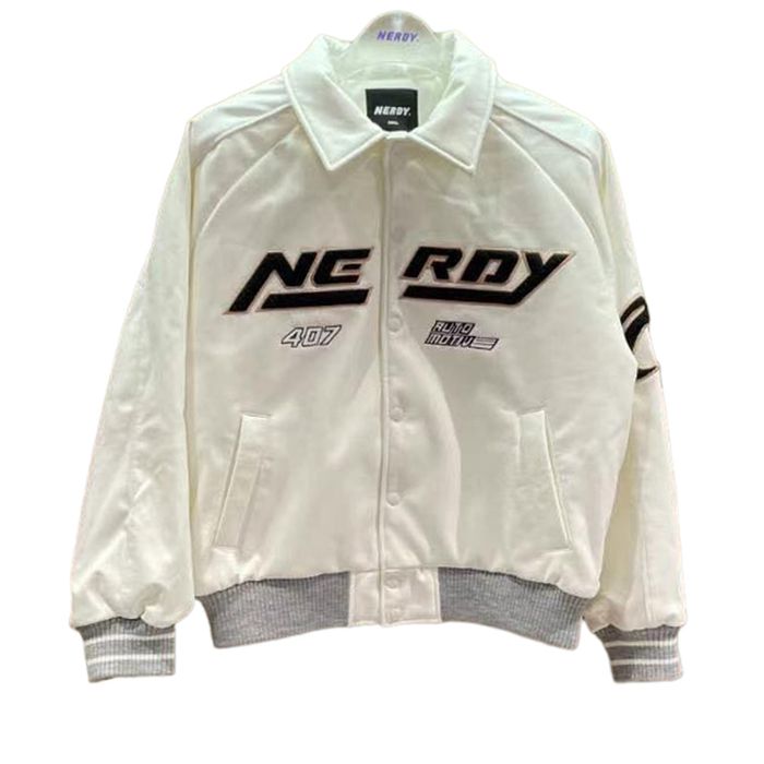 Áo Khoác Da Nerdy Logo 407 Màu Trắng