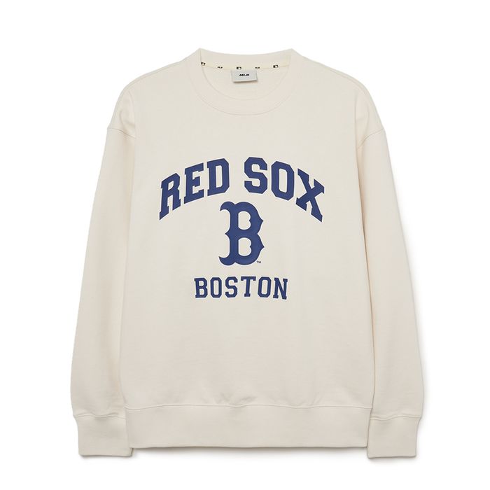 Áo Nỉ Sweater MLB arsity Boston Red Sox 3AMTV0134-43CRD Màu Trắng Kem Size M