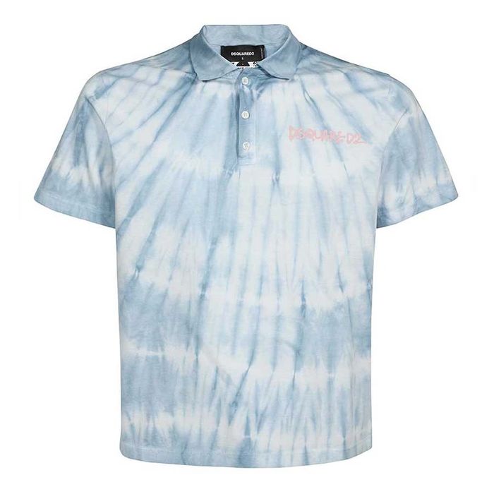 Áo Polo Nam Dsquared2 Blue Tie Dye Waves S74GL0062 S22427 Màu Xanh Nhạt Size L