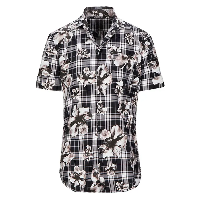 Áo Sơ Mi Cộc Tay Nam Neil Barrett Checked Shirt BCM1131S Màu Đen Xám Size S
