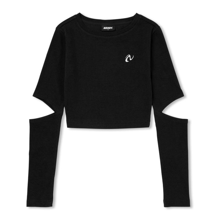 Áo Thun Nữ Nerdy Cutout Long Tshirt Màu Đen