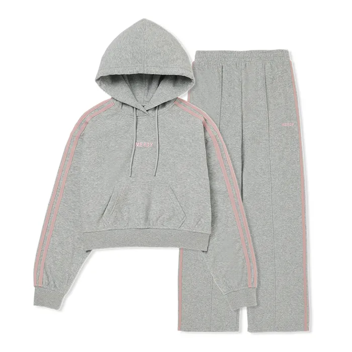 Bộ Quần Áo Nỉ Nữ Nerdy ĐB Crop Terry Màu Ghi Xám Size S