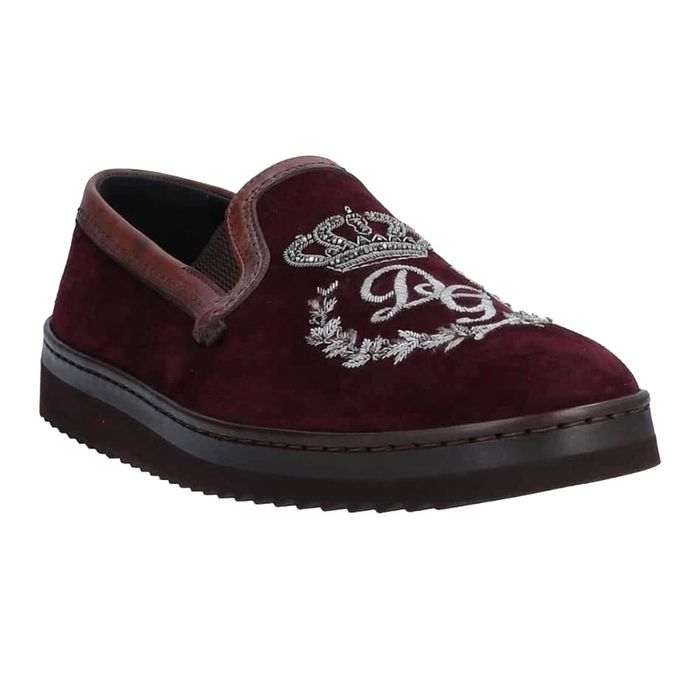 Giày Lười Nam Dolce & Gabbana D&G Crown Logo Loafer Mondello Bordeaux Màu Đỏ Nâu Size 42.5
