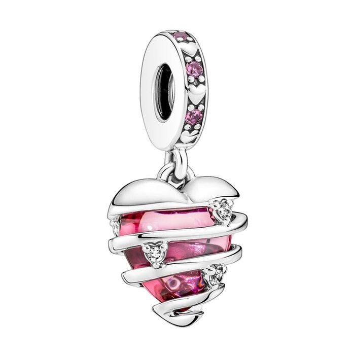 Hạt Vòng Charm Pandora Reveal Your Love Heart Spiral Dangle 791131C01 Màu Bạc Phối Hồng