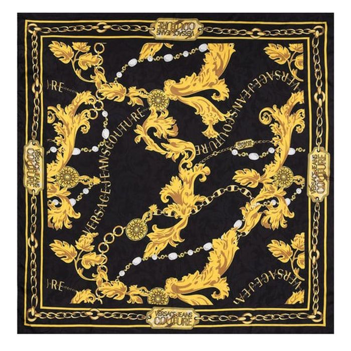 Khăn Nữ Versace Jeans Couture Silk Scarf With Print 75HA7H10ZG200 Màu Đen Vàng