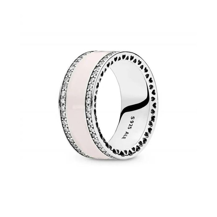 Nhẫn Nữ Pandora Silver Ring With Clear Cubic Zirconia And Pink Enamel 191024EN40 Màu Hồng Size 56