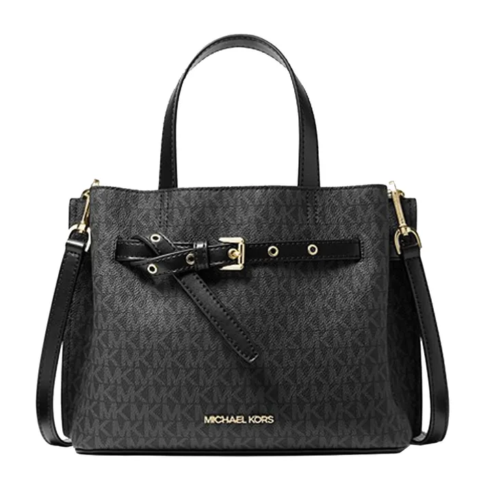 Túi Đeo Chéo Nữ Michael Kors MK Emilia Small Logo Satchel 35H0GU5S1B Màu Đen