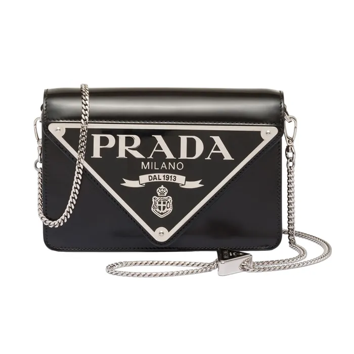 Túi Đeo Chéo Nữ Prada Brushed Leather Shoulder Bag Màu Đen