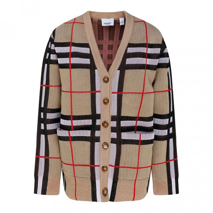 Áo Cardigan Burberry Archive Beige and Multicolour Vintage Check  Màu Nâu Size XS