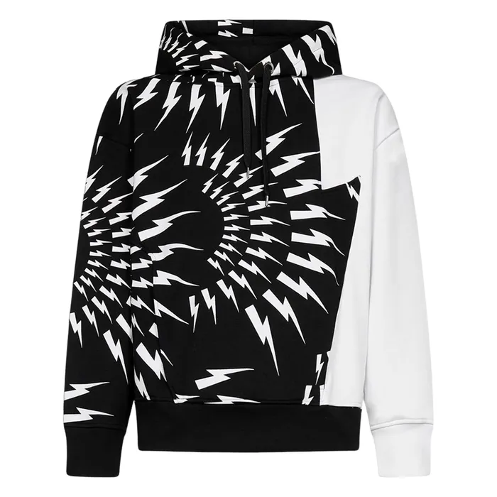 Áo Hoodie Nam Neil Barrett BJS052SS509S Motif Print Drawstring Màu Đen Trắng Size S