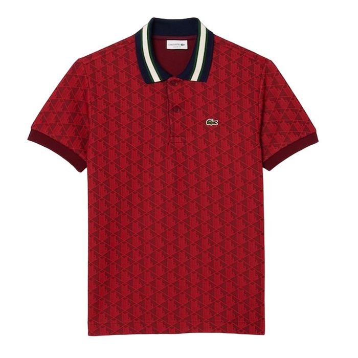Áo Polo Nam Lacoste Classic Fit Contrast Collar Monogram DH1417 Màu Đỏ Size 4