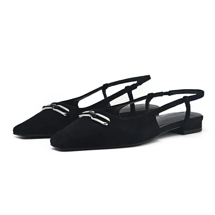 Giày Búp Bê Nữ Pedro Studio Kate Leather Ballerina Flats Black 66680049 Màu Đen
