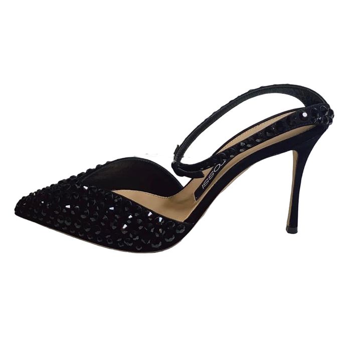 Giày Cao Gót Nữ Sergio Rossi  Đính Đá Màu Đen Size 36