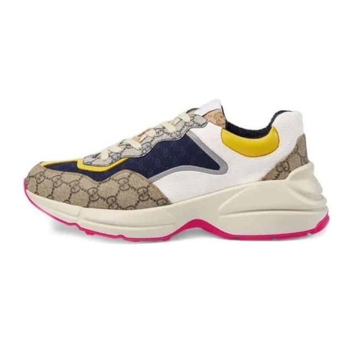 Giày Sneaker Nam Gucci Rhyton GG Supreme Canvas Beige Blue 619891-99WF0-4370 Phối Màu