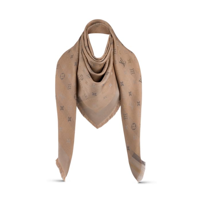 Khăn Quàng Cổ Louis Vuitton LV So Shine Monogram Shawl Màu Be