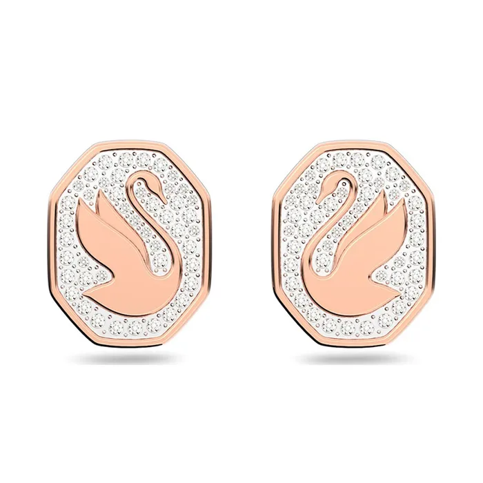 Khuyên Tai Nữ Swarovski Signum Stud Earringsoctagon Shape, Swan, White, Rose Gold-Tone Plated 5621105 Màu Vàng Hồng