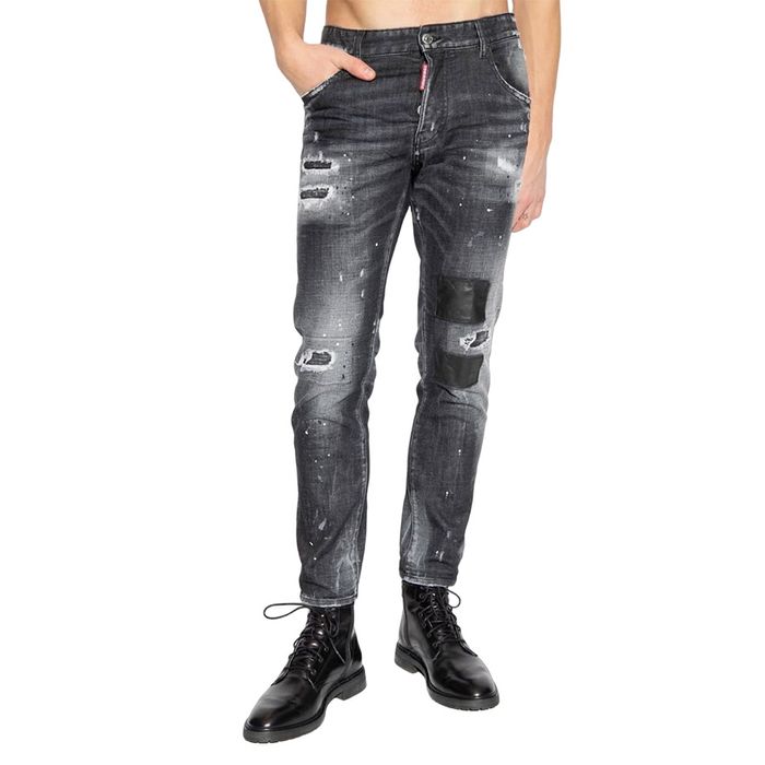 Quần Jean Nam Dsquared2 Black Ripped Leather Wash Skater S74LB1223 Màu Đen Size 52