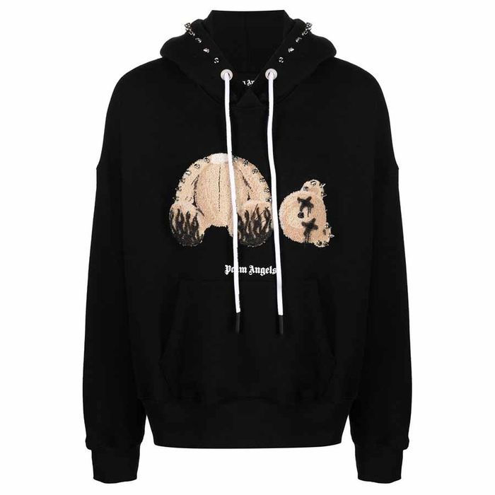 Áo Hoodie Nam Palm Angels Graphic-Print Drawstring PMBB058F22FLE0021060 Màu Đen