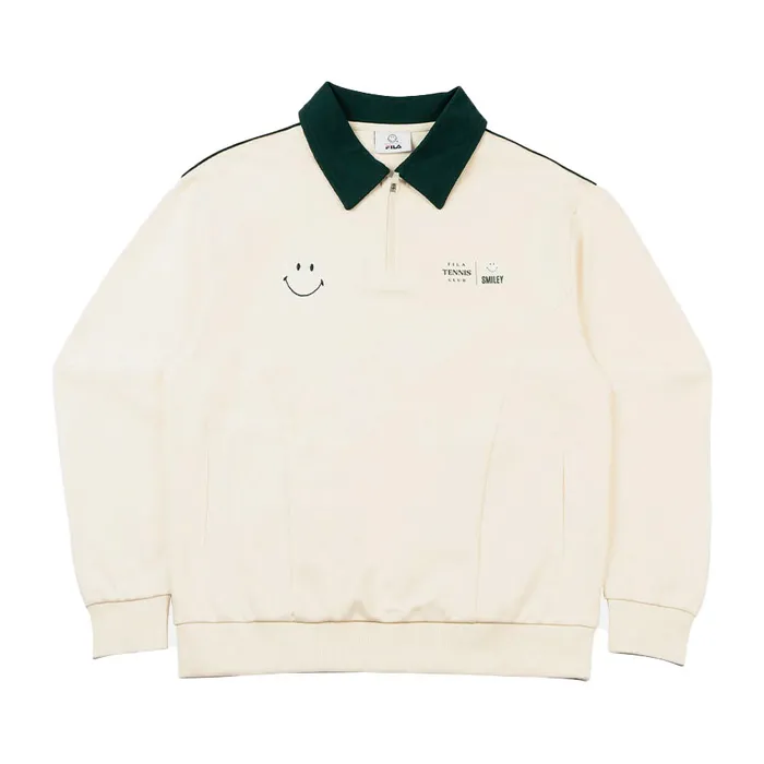 Áo Nỉ Sweater Fila Tennis Club X Smiley Half-Zip FW2SSF4S01X-BGE Màu Beige