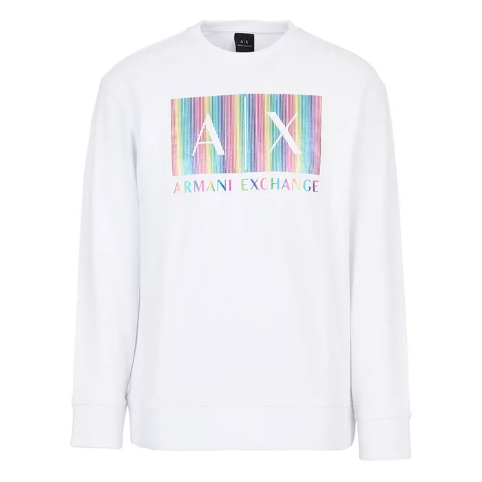 Áo Nỉ Sweater Nam Armani Exchange Pride Capsule Hooded Logo Print Sweatshirt 3RZMHRZJBAZ GE03 Màu Trắng Size S