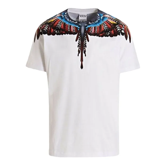 Áo Phông Nam Marcelo Burlon White With Grizzly Wings Printed Tshirt CMAA018S23JER0020125 Màu Trắng Size S