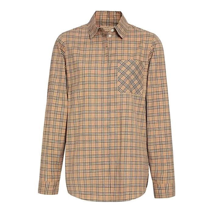 Áo Sơ Mi Nữ Burberry Check Cotton Shirt 8003121 Màu Nâu Be Size 8
