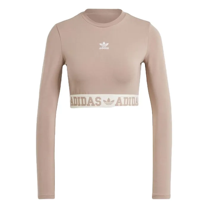 Áo Thun Dài Tay Nữ Adidas Graphic Neutral Court IS5267 Màu Nâu Nhạt Size M