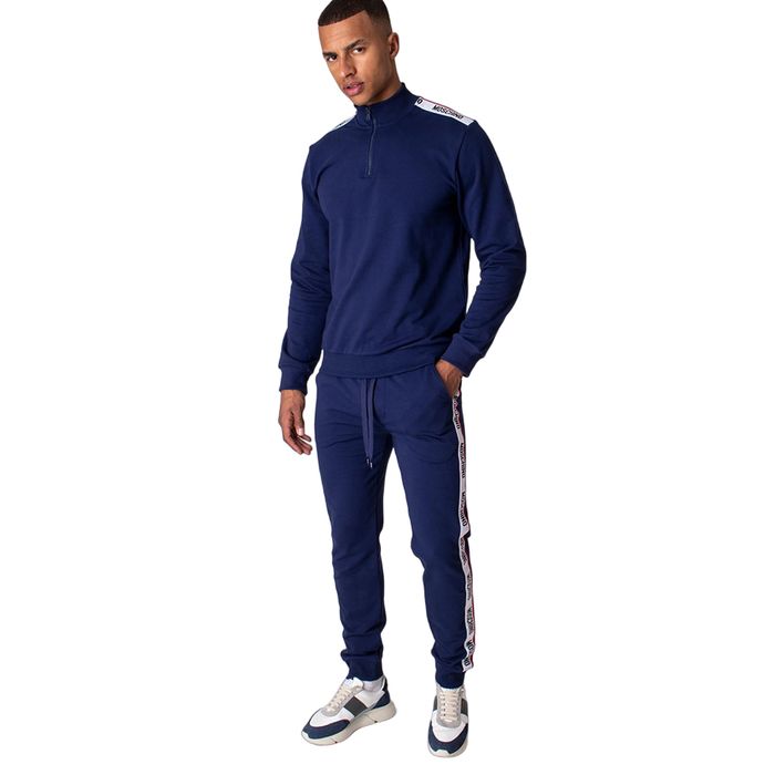 Bộ Quần Áo Nỉ Nam Moschino Slim Fit Logo Tape Detail Joggers Màu Xanh Navy Size S