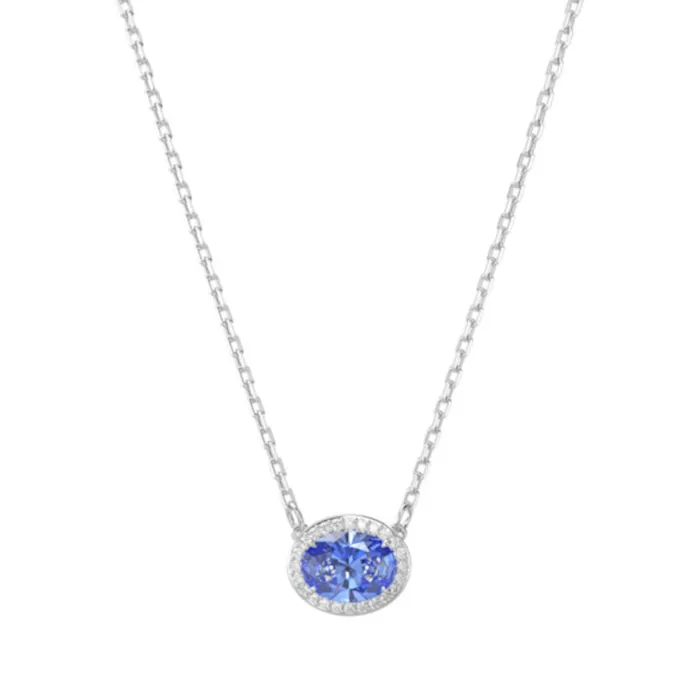 Dây Chuyền Nữ Swarovski Constella Necklace, Oval Cut, Blue, Rhodium Plated 5671809 Màu Xanh Blue