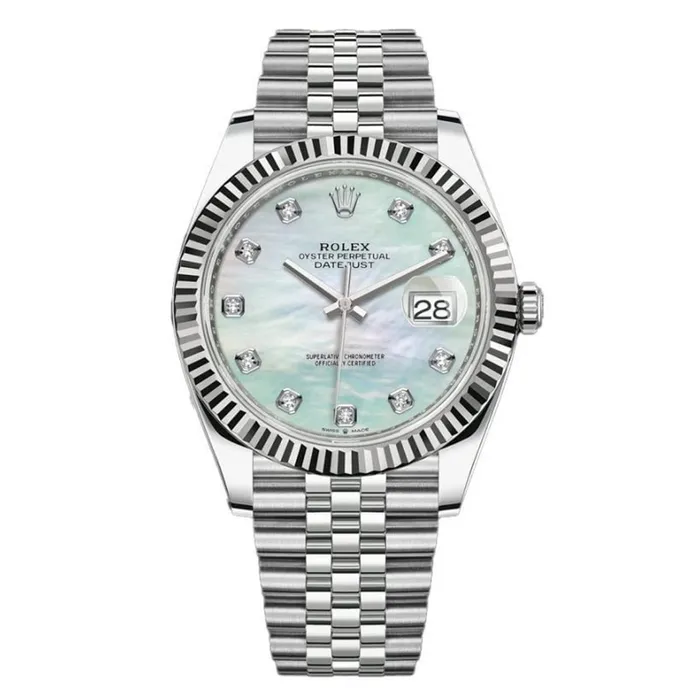 Đồng Hồ Nam Rolex Datejust 41mm White Gold/Steel MOP 126334-002 Màu Bạc