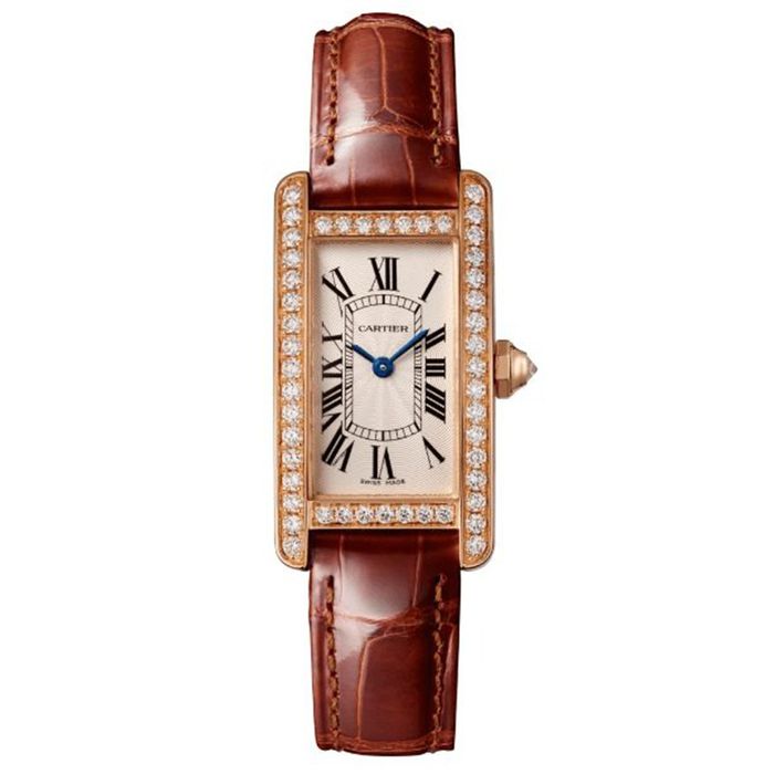 Đồng Hồ Nữ Cartier Tank Américaine WJTA0002 34.8mm  Màu Nâu/ Vàng Hồng