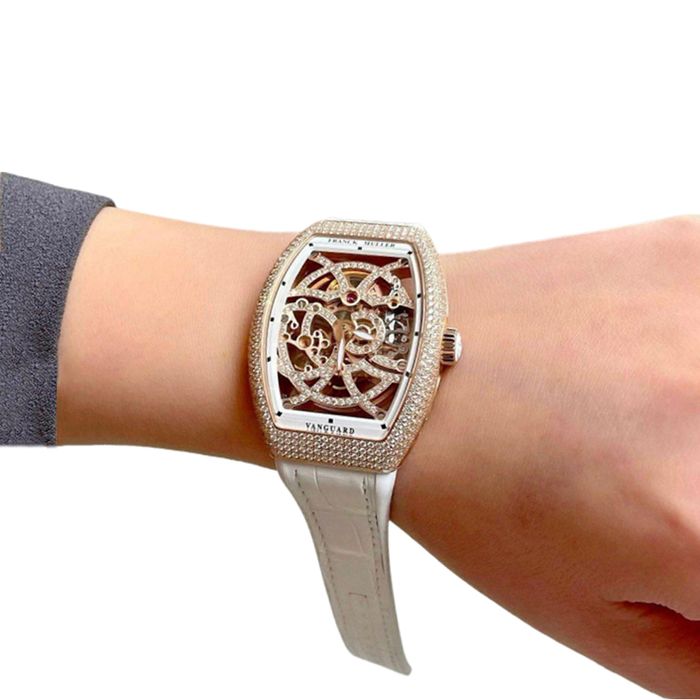 Đồng Hồ Nữ Franck Muller Vanguard Lady Skeleton White Diamond V35 Màu Trắng