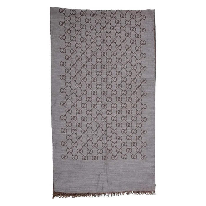 Khăn Quàng Cổ Gucci  Brown GG Wool Scarf Màu Xám/Nâu