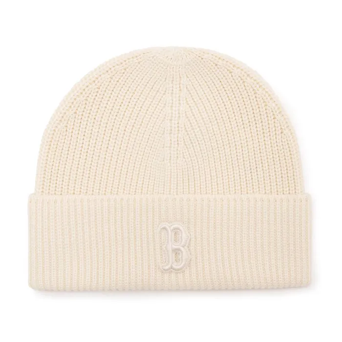 Mũ Len MLB Basic Small Logo Short Beanie Boston Red Sox 3ABNS0136-43CRD Màu Kem