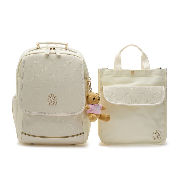 Set Balo Trẻ Em MLB New York Yankees 7ABKMD14N-50CRS Màu Trắng 3 Món ( Balo + Túi Tote + Gấu Bông)