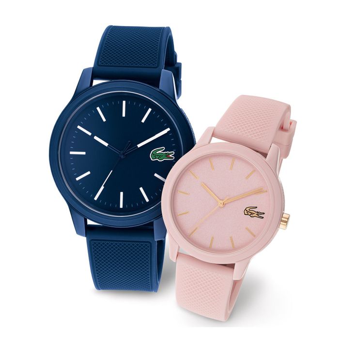 Set Đồng Hồ Lacoste L.12.12 His And Her Gift Set Silicon Strap Màu Xanh Hồng 