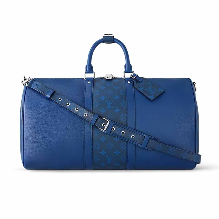 Túi Đựng Đồ Nam Louis Vuitton LV Keepall Bandoulière 50 Bag M53766 Màu Xanh Blue N-HM