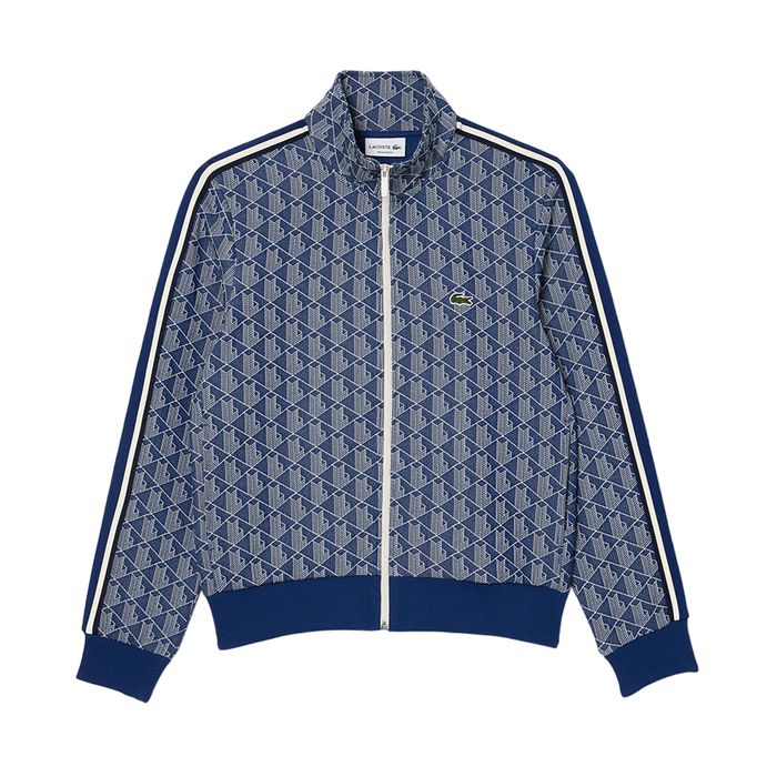 Áo Khoác Nam Lacoste Men's Paris Monogram Zip-Up Sweatshirt SH1368-101 Màu Xanh Navy Size 4