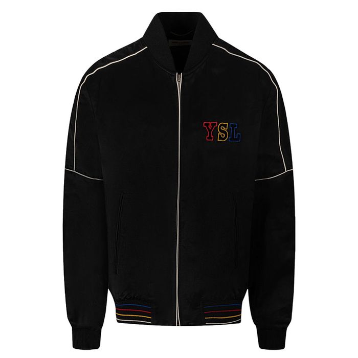 Áo Khoác Nam Yves Saint Laurent YSL Bomber Black With Logo Embroidered 668461 Y1C31 1000 Màu Đen