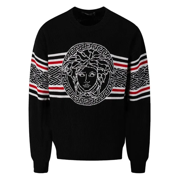 Áo Len Nam Versace Medusa Black With Logo Printed 1007981 1A05695 1B000 Màu Đen Size 48