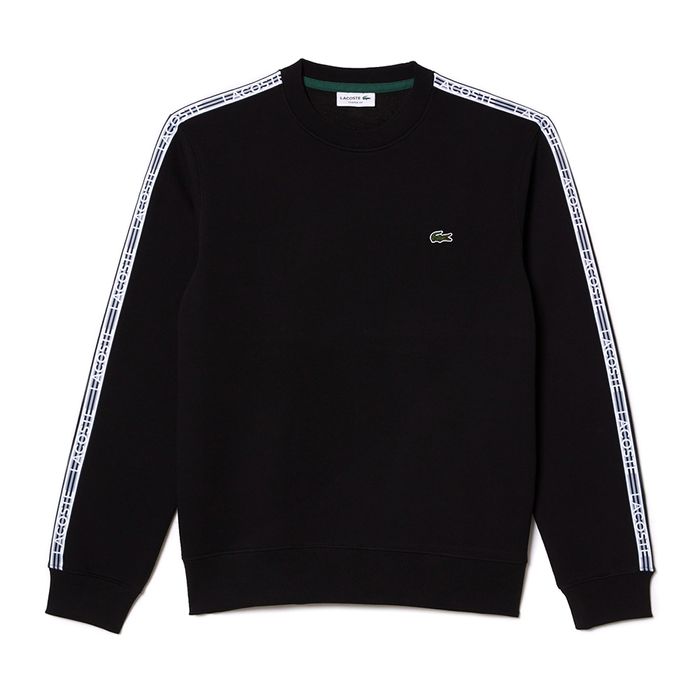 Áo Nỉ Nam Lacoste Classic Fit Logo Stripe Flannel Sweater SH5073 031 Màu Đen Size 4